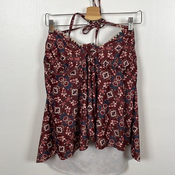 Swimsuits For All Women 16 Floral 2 Piece Swimsuit Tunic Halter Top Built In Bra - Picture 6 of 10